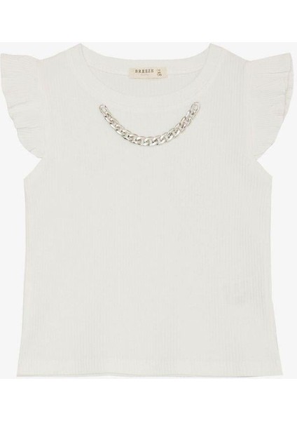 Kız Çocuk Kolları Fırfırlı Zincirli Kaşkorse T-Shirt fiyatları