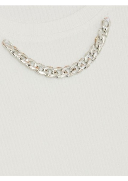 Kız Çocuk Kolları Fırfırlı Zincirli Kaşkorse T-Shirt fırsatları