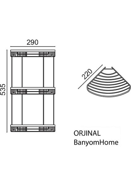 Paslanmaz Pirinç 3'lü Destina 22 x 22 cm Şampuanlık Banyo Rafı fiyatları