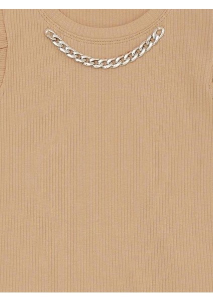 Kız Çocuk Kolları Fırfırlı Zincirli Kaşkorse T-Shirt fırsatları