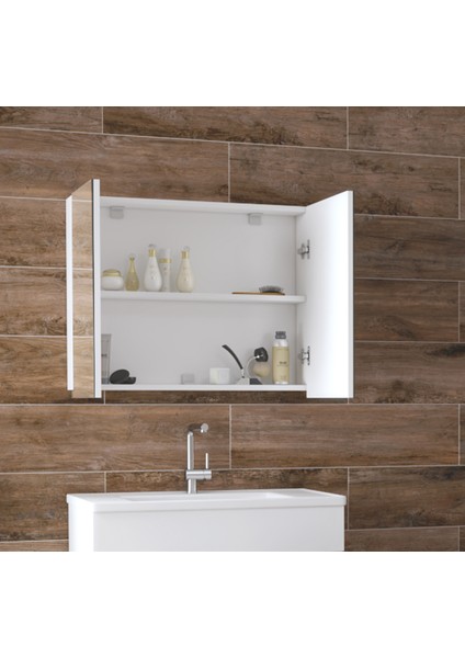 Esen Beyaz (65+35) 100 cm Ayna Dolaplı Boy Dolaplı Mdf Lüx Banyo Takımı modelleri