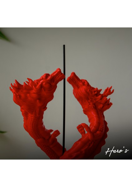 H3D Design Çift Başlı Ejderha Desenli Dekoratif Tütsülük