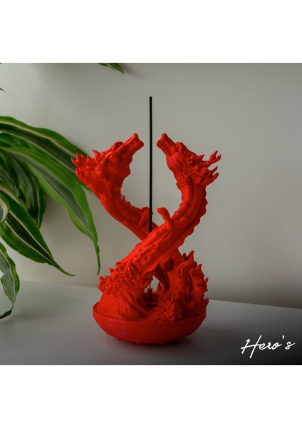 H3D Design Çift Başlı Ejderha Desenli Dekoratif Tütsülük