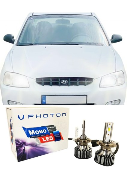 Hyundai Accent Milenyum LED Xenon Uzun + Kısa Far Ampulü H4 Mono Yeni Seri Beyaz 1999-2006