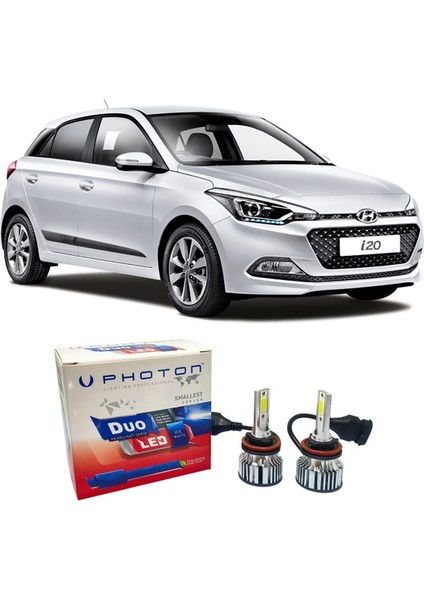 Hyundai I20 LED Xenon Kısa Far Ampulü Hb3 9005 Duo Yeni Seri Beyaz 2014+