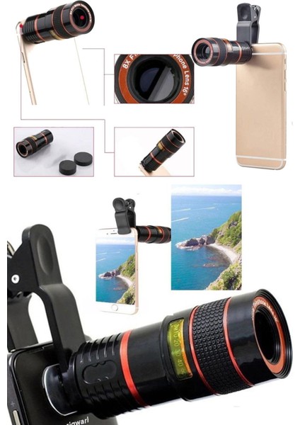 Lensler ve Filtreler 8x Hd Zoom Cep Telefonu Büyüteç Mikroskop Dijital Teleskop Kamera Lens Cep Tel