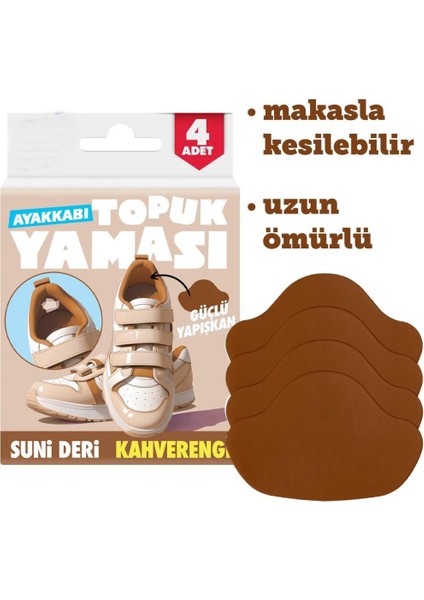 Ayakkabı Topuk Yaması Ayakkabı Tamir Yaması Sunni Deri Kendinden Yapışkanlı-Kahverengi