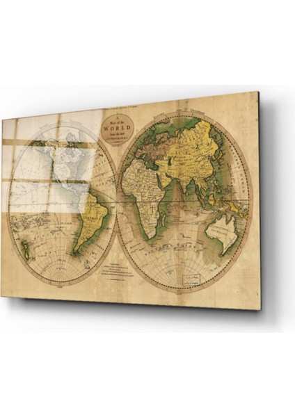 Miyrem Glasses Collection -A1^# Dünya Haritası 66 Cam Tablo