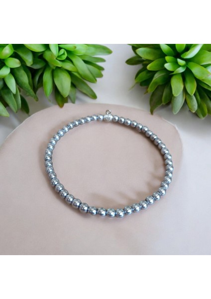 Hematit Bilekliği Açık Gri Erkek Bilekliği Renk Atmaz Kararmaz