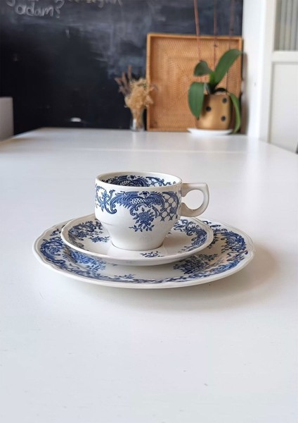 Valeria Üçlü/trio Çay Fincanı Vitro Porzellan Antıque Tea Cup & Saucers
