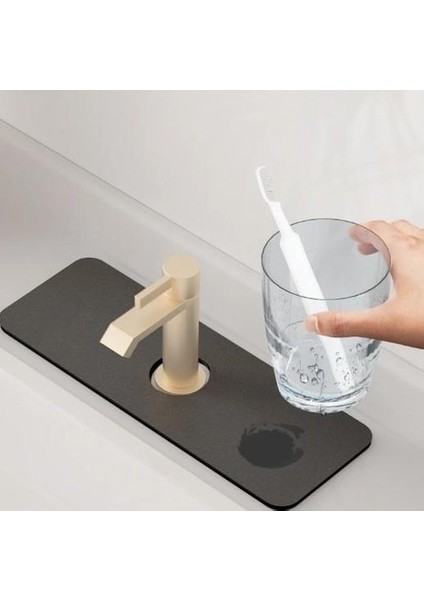 Su Emici Sihirli Lavabo Musluk Matı 38X13 cm Mutfak ve Banyo Için Tezgah Üstü Diatom Mat