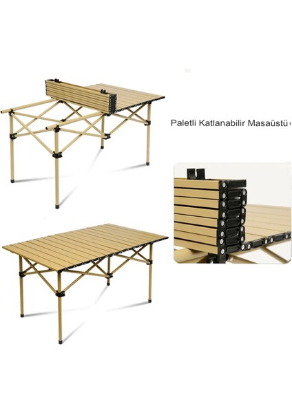 Orta Boy Gold Kamp Piknik Masası Taşınabilir Katlanır Kamp Bahçe Açılıp Kapanır Masa Yemek Masası fırsatları