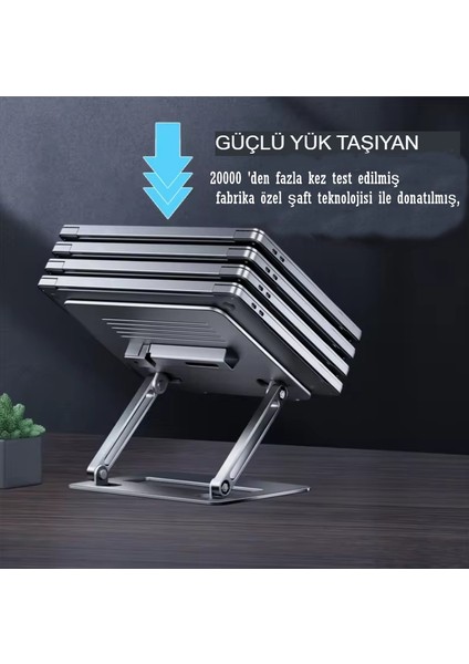 Çelik Düz Model Katlanır Laptop Standı Dizüstü Bilgisayar Tablet Yükseltici Telefon Tutucu Stand