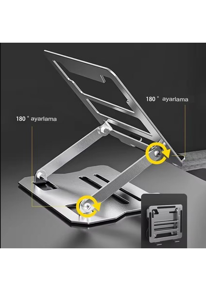 Çelik Düz Model Katlanır Laptop Standı Dizüstü Bilgisayar Tablet Yükseltici Telefon Tutucu Stand