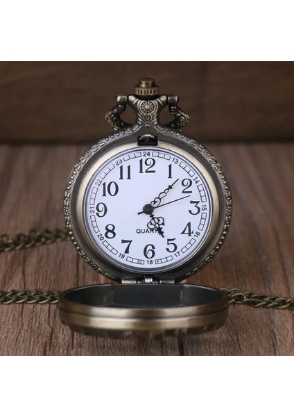 Kişiye Özel Hayat Ağacı Tasarımlı Retro Quartz Zincirli Köstekli Cep Saati