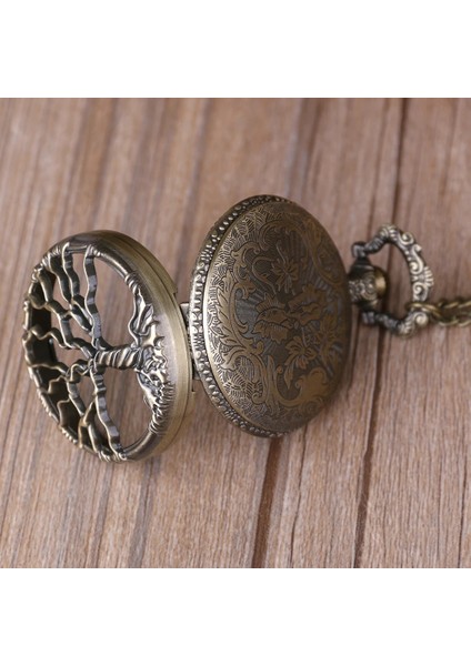 Kişiye Özel Hayat Ağacı Tasarımlı Retro Quartz Zincirli Köstekli Cep Saati