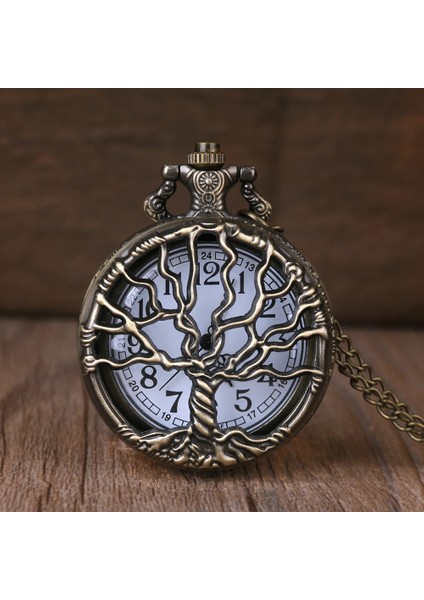 Kişiye Özel Hayat Ağacı Tasarımlı Retro Quartz Zincirli Köstekli Cep Saati fırsatları