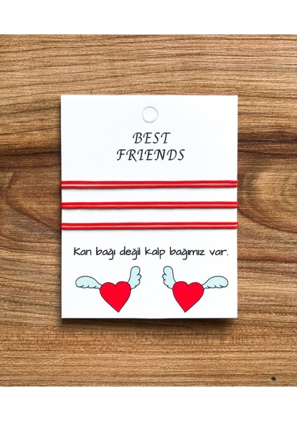 Üçlü Best Friends Basic Ip Bileklik (Kırmızı)