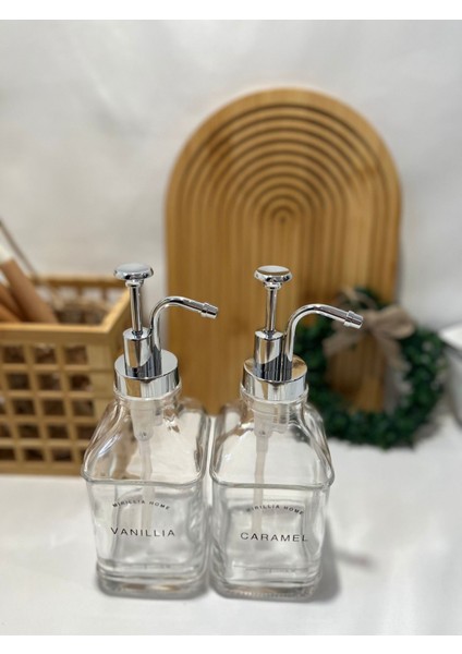Gümüş 2 'li Gümüş Kristal Cam Sabunluk, Şurupluk Seti, Pompalı Sabunluk, Yağdanlık (6 Etiket) Cam
