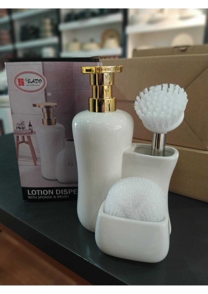 Beyaz Lotıon Dıspenser Wıth Sponge & Brush Fırçalı Sıvı Sabunluk Porselen fiyatları