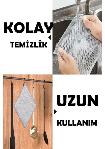 3 Adet Çift Katlı Inox Tel Bulaşık Bezi Çok Amaçlı Temizlik ve Ovalama Bezi indirimleri