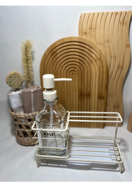 Cam Standlı Sabunluk Seti, Standlı Sabunluk, Standlı Sıvı Sabunluk Beyaz