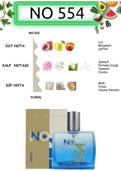 No 554 Çiçeksi Unisex Özel Seri Parfüm EDP 50 ml