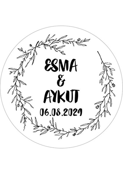 Çelenk Çiçek Motifli Etiket Modeli Ürünlerinize Özel 3 cm - 130 Adet Folyo Sticker