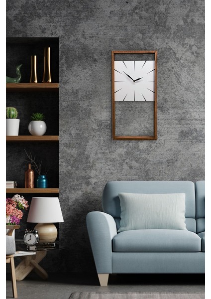 Modern Ahşap Modern Duvar Saati 60 x 30 Kahverengi fırsatları