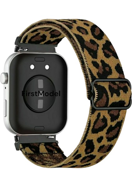 Huawei Watch Fit 3,4,4 Pro Uyumlu Örgü Tokalı Bant Kordon Pim Çevirici Aparatı ile Leopar