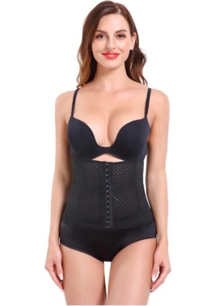 Slip Kadın Siyah Bel Inceltici Şekillendirici Doğum Sonrası Toparlayıcı Korse Orta Type1 Siyah Doku