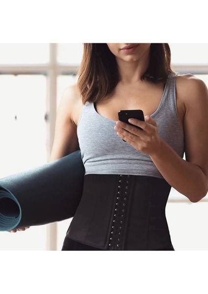 Dokuma Tvigoso Model Askısız Spor Korse Bel Korsesi Ince Görünüm Sağlayan 4 Aşamalı Korse Siyah Ren
