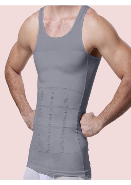 1'li Toscana Model Spor Korse Atlet Yağ Eriten Karın Kası Çıkaran Atlet Korse Gri Renk Sıkılaştırıc fiyatları