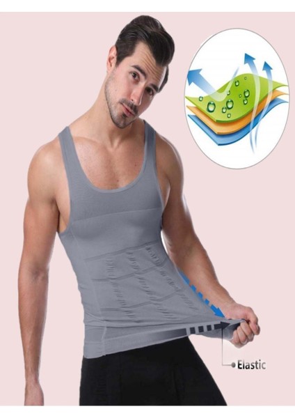 1'li Toscana Model Spor Korse Atlet Yağ Eriten Karın Kası Çıkaran Atlet Korse Gri Renk Sıkılaştırıc modelleri