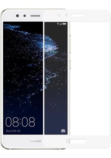 P10 Lite Uyumlu Full Kaplayan Temperli 5d Ekran Koruyucu Cam (Beyaz)