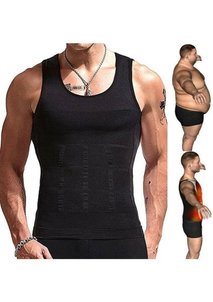 Orta Toscana Model Göbek Düzleştirici Spor Korse Atlet Fit Gösteren Atlet Siyah Renk Dokuma Slip Si