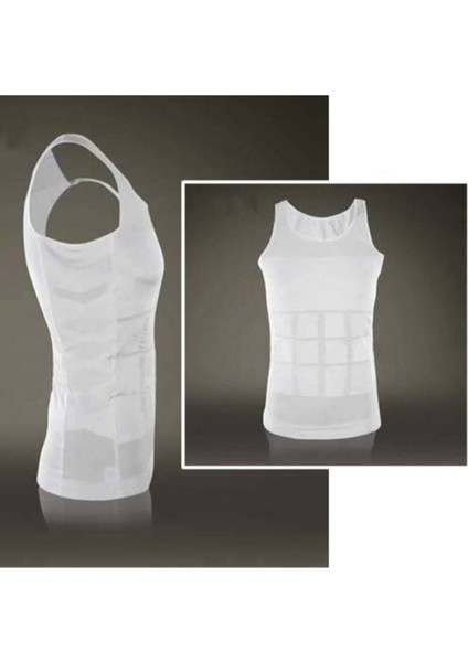 Sıkılaştırıcı Erkek Beyaz Slim Fit Göğüs Toparlayıcı Şekillendirici Korse Atlet Dokuma Beyaz 1'li modelleri