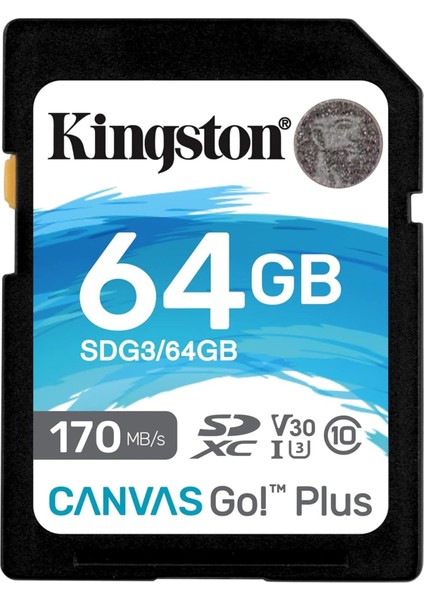 Canvas Go! Plus 64GB Sdxc Hafıza Kartı SDG3/64GB 170MBS - 70MB/S Kadar Okuma - Yazma, UHS-I,U3,V30, Dlsr, 4K Video Kaydı