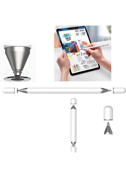 Kalem 2in1 Kapasitif Stylus Hassas Uçlu Yazım Çizim Oyun iPad ile Uyumlu Tablet Kalemi Boyama Çizim Kalem Ios Android Uygun