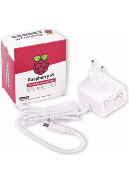 Pi - Raspberry Pi 4 Model B, Usb-C, 5.1V, 3A Için Resmi Güç Kaynağı, Beyaz