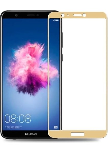 P Smart Uyumlu Full Kaplayan Temperli 5d Ekran Koruyucu Cam (Gold)