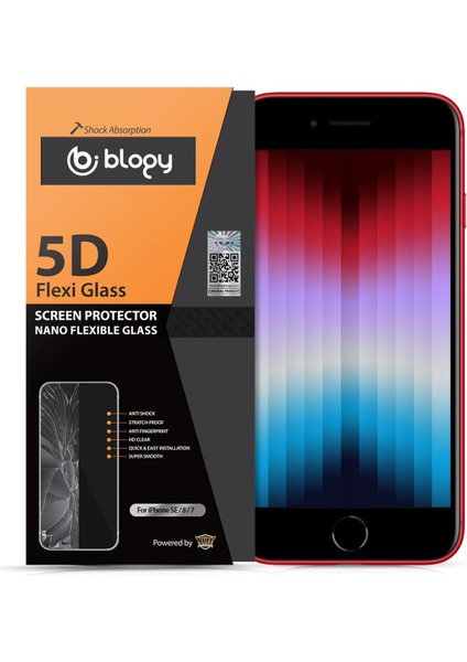 Blogy iPhone Se 2022/2020 Flexi 5d Tam Korumalı Hd Nano Dayanıklı Esnek Ekran Koruyucu