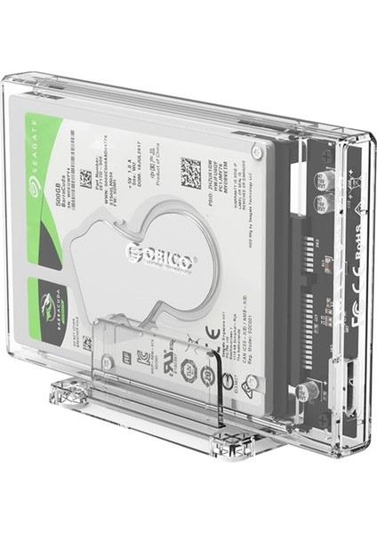 USB 3.0 Micro B Dikey Standlı 2.5 In. Sata SSD Hard Disk Kutusu Şeffaf