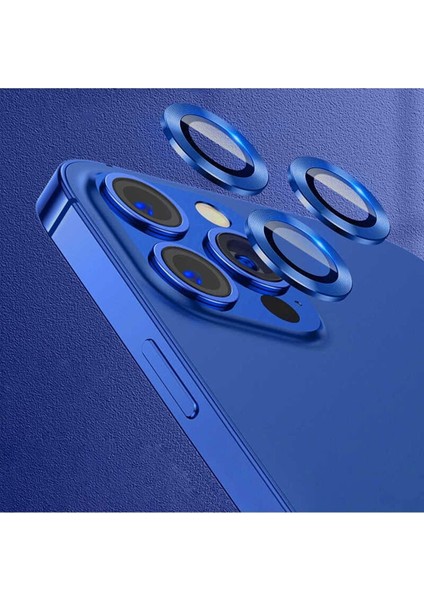 Apple Iphone 14 Pro Max ile Uyumlu Kamera Koruyucu Lens (Lacivert)