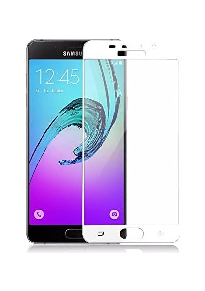 Galaxy A7 2016 Uyumlu Full Kaplayan Temperli 5d Ekran Koruyucu Cam (Beyaz)