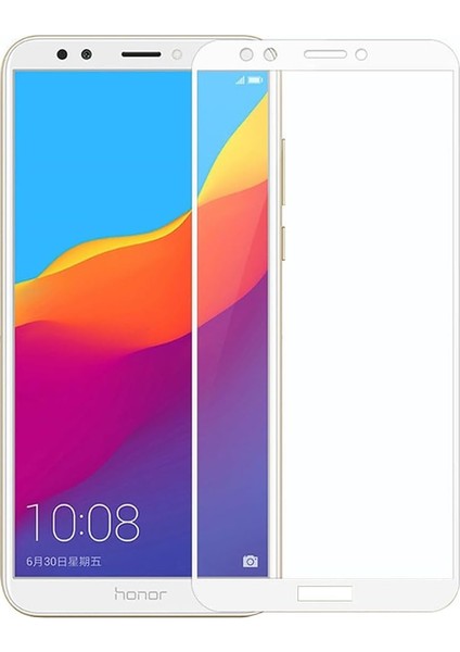 Y6 2018 Uyumlu Full Kaplayan Temperli 5d Ekran Koruyucu Cam (Beyaz)