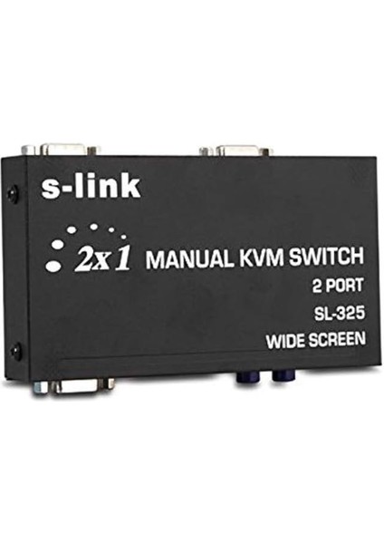SL-325 2 Port Vga+Ps2 1.8m M/m Kablolu Manuel Kvm Switch
