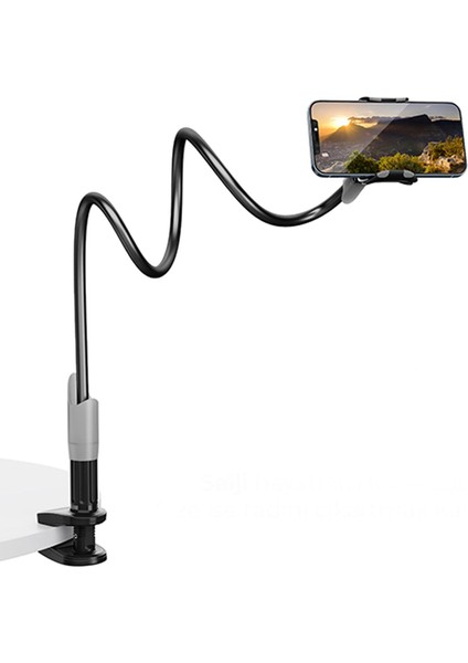 Saıjı Ivy-85 Akrobat Esnek Telefon Tutucu, Deveboynu Yataklı Telefon Tutacağı, Masa Için Esnek Uzun Kollu Telefon Montajı, Klips Braketi Kelepçe Standı 4.0-6.3'' Siyah