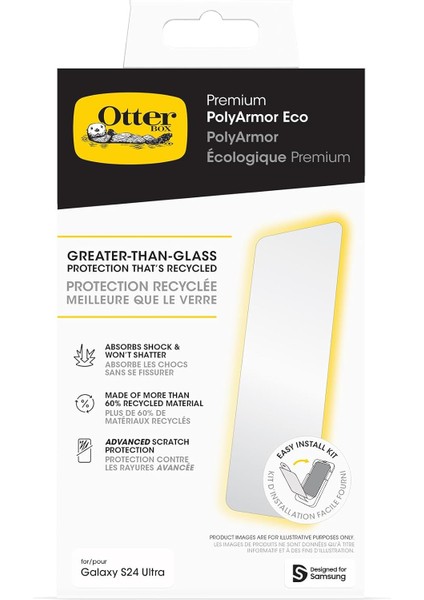 Samsung Galaxy S24 Ultra Polyarmor Premium - Şeffaf,%60 Geri Dönüştürülmüş Malzeme, Canlı Netlik, Gerçek Dokunma Tepkisi, Kolay Kurulum