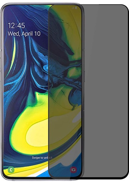 Samsung Galaxy A80 Privacy 5d Gizlilik Filtreli Cam Ekran Koruyucu Siyah